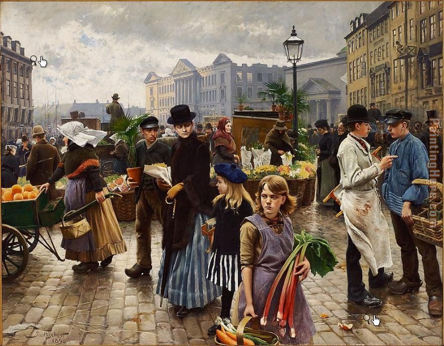 Poul Fischer Hojbroplads in april painting - Unknown Artist Poul Fischer Hojbroplads in april art painting